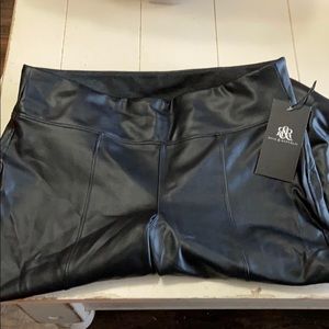 black faux leather pants